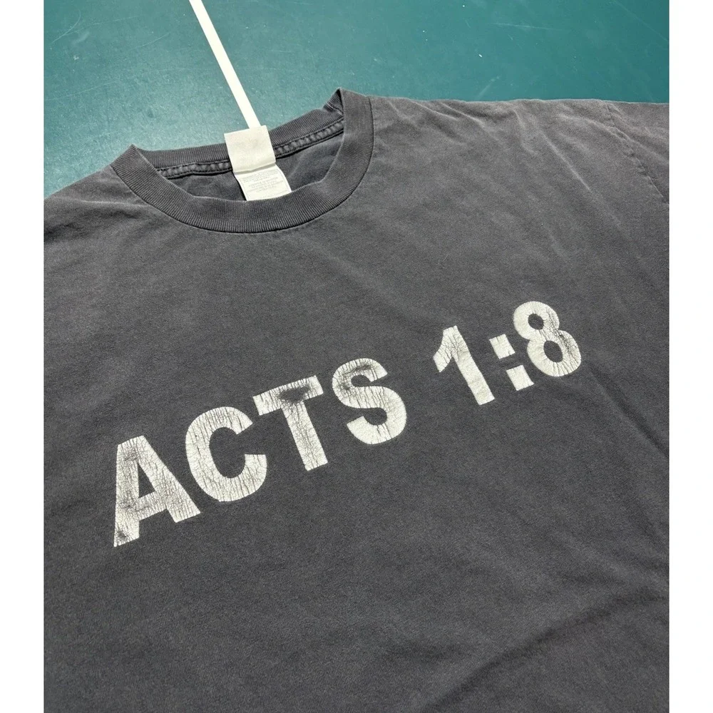 Vintage Acts 1:8 Bible Verse T-Shirt Men's XL Christian Jesus Faded Black 90s